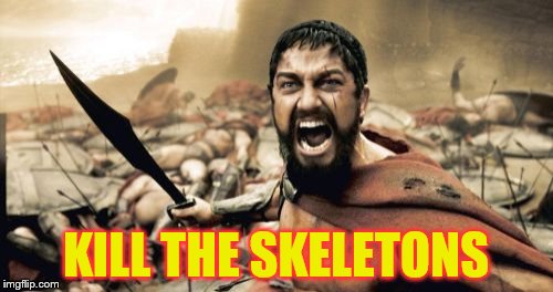 Sparta Leonidas Meme | KILL THE SKELETONS | image tagged in memes,sparta leonidas | made w/ Imgflip meme maker