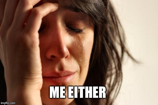 First World Problems Meme | ME EITHER | image tagged in memes,first world problems | made w/ Imgflip meme maker