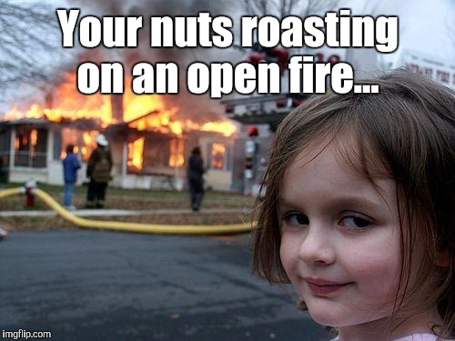 Disaster Girl Meme | Your nuts roasting on an open fire... | image tagged in memes,disaster girl | made w/ Imgflip meme maker