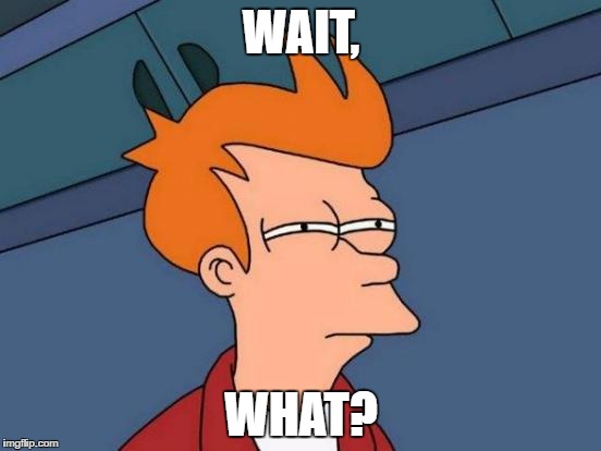 Futurama Fry | WAIT, WHAT? | image tagged in memes,futurama fry | made w/ Imgflip meme maker