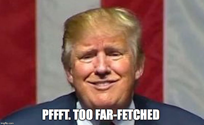 Trump During the 2016 Presidential Election | PFFFT. TOO FAR-FETCHED | image tagged in trump 2016,memes | made w/ Imgflip meme maker