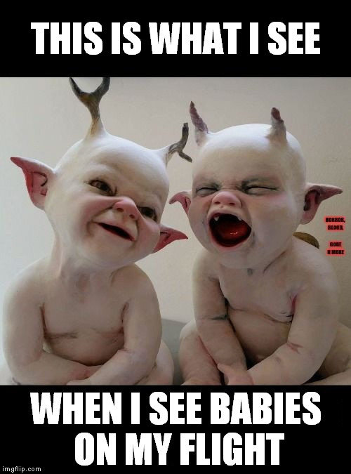 THIS IS WHAT I SEE; WHEN I SEE BABIES ON MY FLIGHT | image tagged in babies,children,flights | made w/ Imgflip meme maker