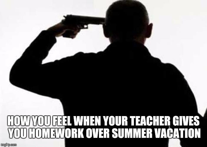 HOW YOU FEEL WHEN YOUR TEACHER GIVES YOU HOMEWORK OVER SUMMER VACATION | made w/ Imgflip meme maker