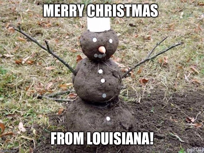 Mud snowman | MERRY CHRISTMAS; FROM LOUISIANA! | image tagged in mud snowman | made w/ Imgflip meme maker