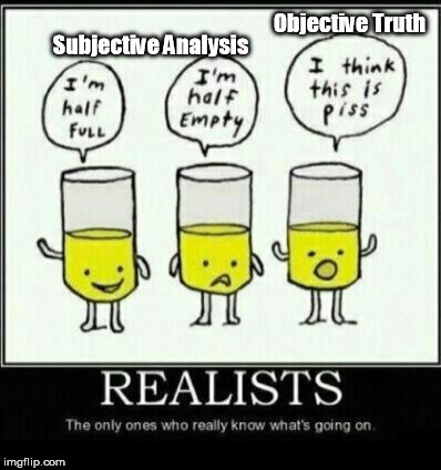 Objective Truth; Subjective Analysis | image tagged in objective truth vs subjective analysis | made w/ Imgflip meme maker