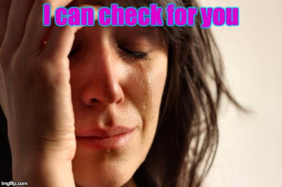 First World Problems Meme | I can check for you | image tagged in memes,first world problems | made w/ Imgflip meme maker