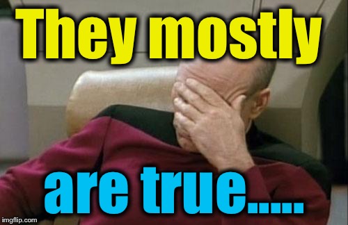 Captain Picard Facepalm Meme | They mostly are true..... | image tagged in memes,captain picard facepalm | made w/ Imgflip meme maker