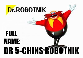 FULL NAME:; DR 5-CHINS ROBOTNIK | image tagged in dr robotnik profile | made w/ Imgflip meme maker