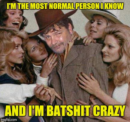 Swiggy cigar suave | I'M THE MOST NORMAL PERSON I KNOW AND I'M BATSHIT CRAZY | image tagged in swiggy cigar suave | made w/ Imgflip meme maker