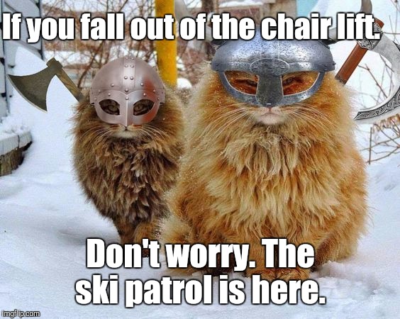 Vikings | If you fall out of the chair lift. Don't worry. The ski patrol is here. | image tagged in vikings | made w/ Imgflip meme maker