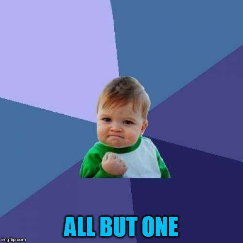 Success Kid Meme | ALL BUT ONE | image tagged in memes,success kid | made w/ Imgflip meme maker