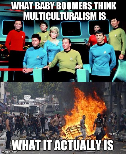 WHAT BABY BOOMERS THINK MULTICULTURALISM IS; WHAT IT ACTUALLY IS | image tagged in diversity | made w/ Imgflip meme maker