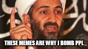 THESE MEMES ARE WHY I BOMB PPL | image tagged in osama bin laden | made w/ Imgflip meme maker