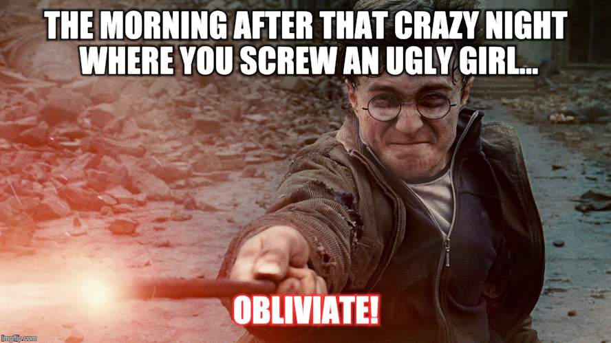 Festive season parties | THE MORNING AFTER THAT CRAZY NIGHT WHERE YOU SCREW AN UGLY GIRL... OBLIVIATE! | image tagged in memes | made w/ Imgflip meme maker