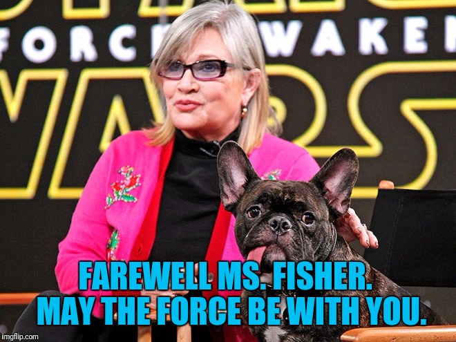 You Will Be Missed | FAREWELL MS. FISHER.  MAY THE FORCE BE WITH YOU. | image tagged in fisher,carrie fisher,memorial,may the force be with you | made w/ Imgflip meme maker