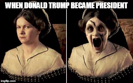 Bloody Mary | WHEN DONALD TRUMP BECAME PRESIDENT | image tagged in bloody mary | made w/ Imgflip meme maker