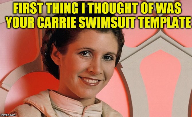 FIRST THING I THOUGHT OF WAS YOUR CARRIE SWIMSUIT TEMPLATE | made w/ Imgflip meme maker