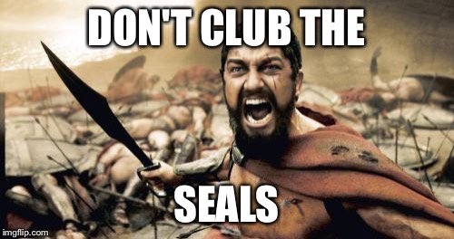 Sparta Leonidas Meme | DON'T CLUB THE SEALS | image tagged in memes,sparta leonidas | made w/ Imgflip meme maker