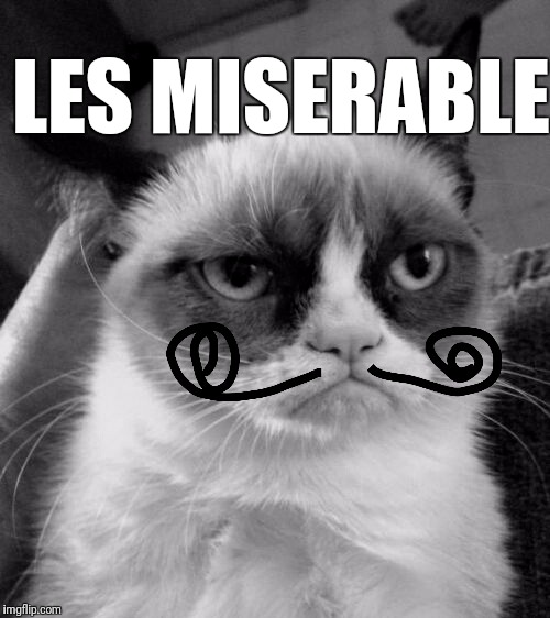 Le Grump-ee Kit-tee | LES MISERABLE | image tagged in le grump-ee kitty,grumpy cat,french,les miserables | made w/ Imgflip meme maker