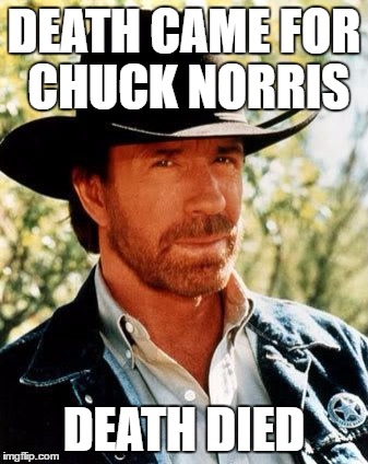 Chuck Norris Meme | DEATH CAME FOR CHUCK NORRIS; DEATH DIED | image tagged in memes,chuck norris | made w/ Imgflip meme maker