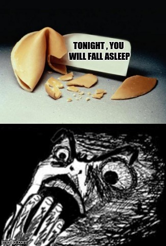 Fortune cookie   | TONIGHT , YOU WILL FALL ASLEEP | image tagged in omg,memes | made w/ Imgflip meme maker