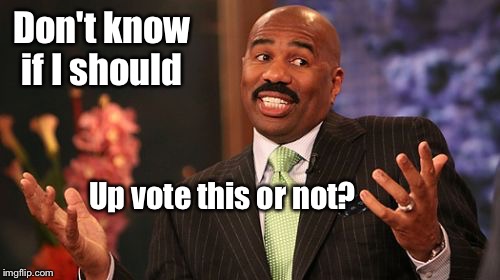 Steve Harvey Meme | Don't know if I should Up vote this or not? | image tagged in memes,steve harvey | made w/ Imgflip meme maker