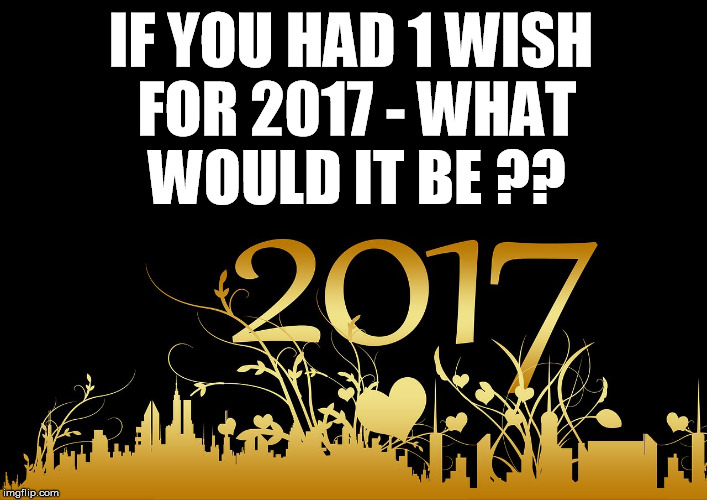 2017 bullshit | IF YOU HAD 1 WISH FOR 2017 - WHAT WOULD IT BE ?? | image tagged in 2017 bullshit | made w/ Imgflip meme maker