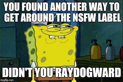 Don't You Squidward Meme | YOU FOUND ANOTHER WAY TO GET AROUND THE NSFW LABEL DIDN'T YOU RAYDOGWARD | image tagged in memes,dont you squidward | made w/ Imgflip meme maker