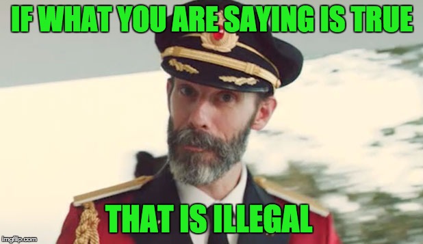 Captain Obvious  | IF WHAT YOU ARE SAYING IS TRUE THAT IS ILLEGAL | image tagged in captain obvious | made w/ Imgflip meme maker