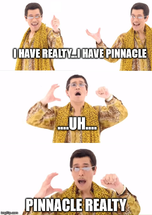 PPAP Meme | I HAVE REALTY...I HAVE PINNACLE; ....UH.... PINNACLE REALTY | image tagged in memes,ppap | made w/ Imgflip meme maker