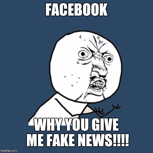 Y U No | FACEBOOK; WHY YOU GIVE ME FAKE NEWS!!!! | image tagged in memes,y u no | made w/ Imgflip meme maker