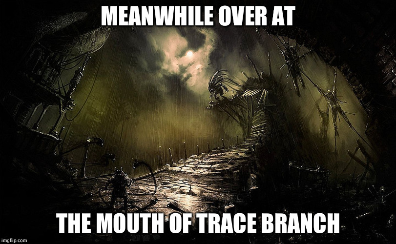 Over on Trace Branch | MEANWHILE OVER AT; THE MOUTH OF TRACE BRANCH | image tagged in county road,awful place,kentucky,country livin' | made w/ Imgflip meme maker