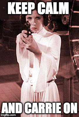 princess leia | KEEP CALM; AND CARRIE ON | image tagged in princess leia | made w/ Imgflip meme maker