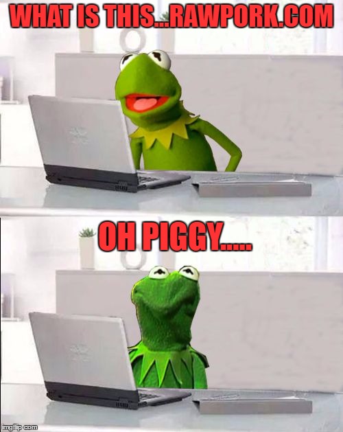 Hide The Pain Kermit | WHAT IS THIS...RAWPORK.COM; OH PIGGY..... | image tagged in hide the pain kermit | made w/ Imgflip meme maker
