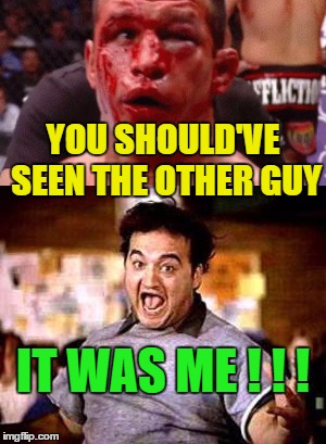 Spinning Tall Tales | YOU SHOULD'VE SEEN THE OTHER GUY; IT WAS ME ! ! ! | image tagged in fight club | made w/ Imgflip meme maker