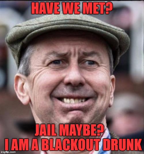 make it end | HAVE WE MET? JAIL MAYBE?    I AM A BLACKOUT DRUNK | image tagged in make it end | made w/ Imgflip meme maker