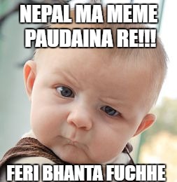 Skeptical Baby Meme | NEPAL MA MEME PAUDAINA RE!!! FERI BHANTA FUCHHE | image tagged in memes,skeptical baby | made w/ Imgflip meme maker