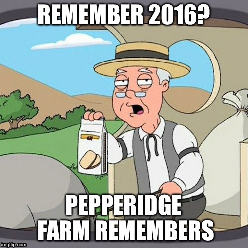 Pepperidge Farm Remembers Meme | REMEMBER 2016? PEPPERIDGE FARM REMEMBERS | image tagged in memes,pepperidge farm remembers | made w/ Imgflip meme maker