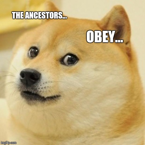 Doge Meme | THE ANCESTORS... OBEY... | image tagged in memes,doge | made w/ Imgflip meme maker