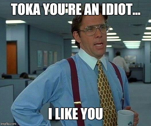 That Would Be Great | TOKA YOU'RE AN IDIOT... I LIKE YOU | image tagged in memes,that would be great | made w/ Imgflip meme maker