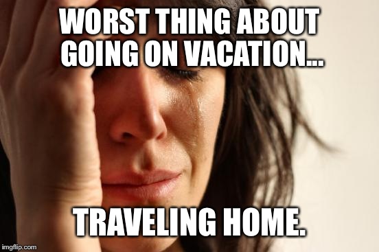 First World Problems | WORST THING ABOUT GOING ON VACATION... TRAVELING HOME. | image tagged in memes,first world problems | made w/ Imgflip meme maker