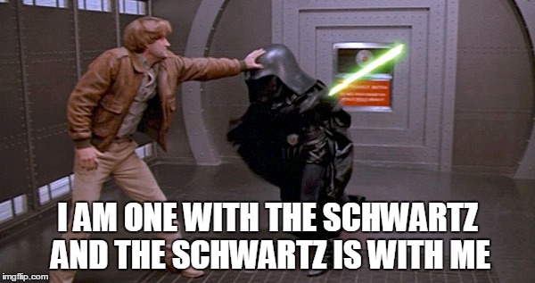 I Am One With the Schwartz | I AM ONE WITH THE SCHWARTZ AND THE SCHWARTZ IS WITH ME | image tagged in spaceballs,lonestar,star wars,the schwartz,schwartz,bill pullman | made w/ Imgflip meme maker