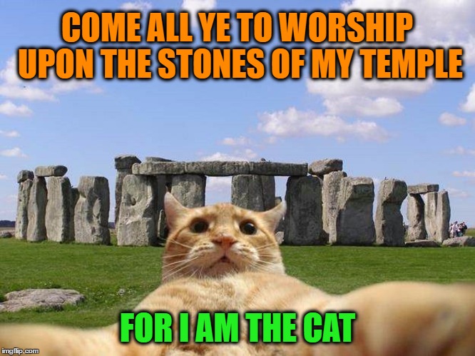 Come Worship at the Temple of the Cat | COME ALL YE TO WORSHIP UPON THE STONES OF MY TEMPLE FOR I AM THE CAT | image tagged in temple of the cat,memes,cat,funny,wmp | made w/ Imgflip meme maker