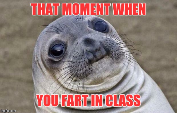 Awkward Moment Sealion | THAT MOMENT WHEN; YOU FART IN CLASS | image tagged in memes,awkward moment sealion | made w/ Imgflip meme maker