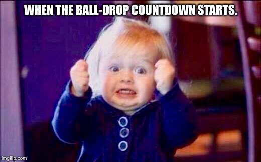 Happy New Year | WHEN THE BALL-DROP COUNTDOWN STARTS. | image tagged in 2017,new years,new year | made w/ Imgflip meme maker