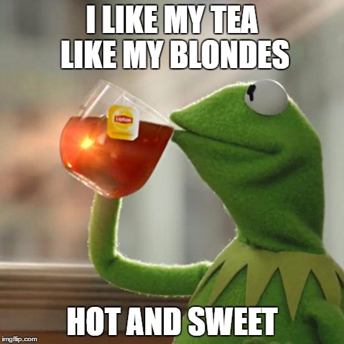 But That's None Of My Business | I LIKE MY TEA LIKE MY BLONDES; HOT AND SWEET | image tagged in memes,but thats none of my business,kermit the frog | made w/ Imgflip meme maker