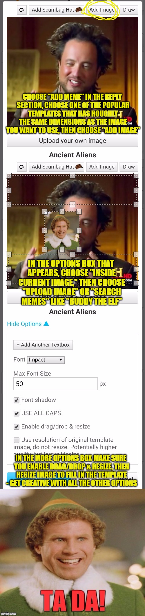 CHOOSE "ADD MEME" IN THE REPLY SECTION, CHOOSE ONE OF THE POPULAR TEMPLATES THAT HAS ROUGHLY THE SAME DIMENSIONS AS THE IMAGE YOU WANT TO US | made w/ Imgflip meme maker