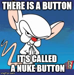 The Brain on having a button to push for World Peace...LMFAO!  | THERE IS A BUTTON; IT'S CALLED A NUKE BUTTON | image tagged in funny,lol,clifton shepherd cliffshep,lmao,first world problems | made w/ Imgflip meme maker