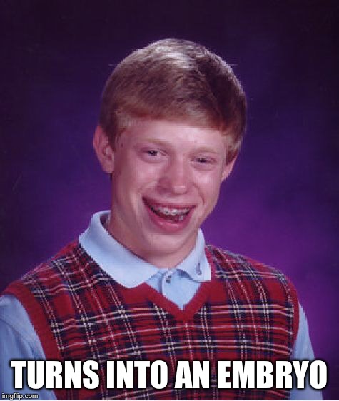 Bad Luck Brian Meme | TURNS INTO AN EMBRYO | image tagged in memes,bad luck brian | made w/ Imgflip meme maker