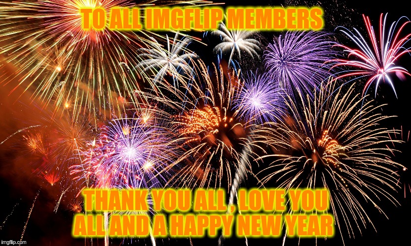 Happy New Year   | TO ALL IMGFLIP MEMBERS; THANK YOU ALL , LOVE YOU ALL AND A HAPPY NEW YEAR | image tagged in fire works,memes | made w/ Imgflip meme maker